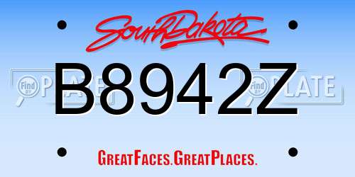 B8942Z South Dakota License Plate