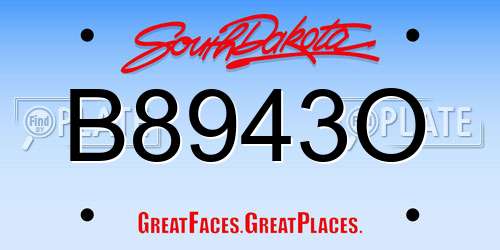 B8943O South Dakota License Plate