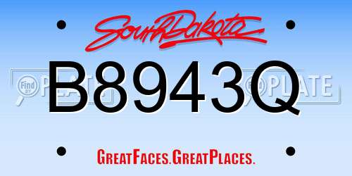 B8943Q South Dakota License Plate