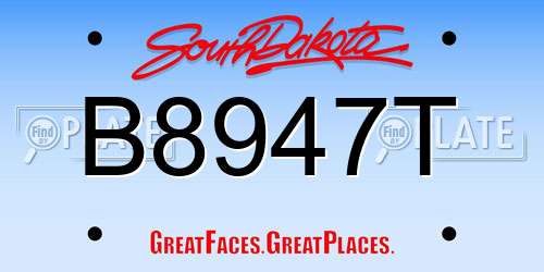 B8947T South Dakota License Plate