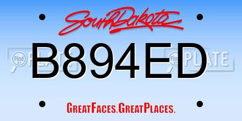 B894ED South Dakota License Plate