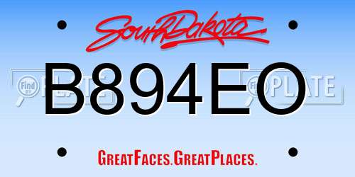 B894EO South Dakota License Plate