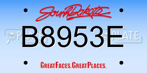 B8953E South Dakota License Plate
