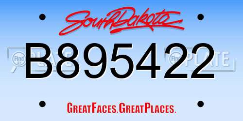 B895422 South Dakota License Plate