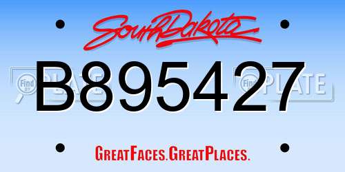 B895427 South Dakota License Plate