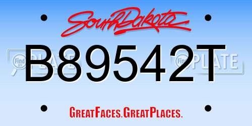 B89542T South Dakota License Plate
