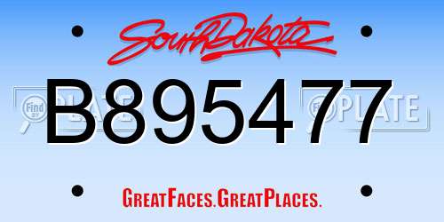 B895477 South Dakota License Plate