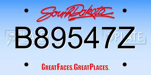 B89547Z South Dakota License Plate