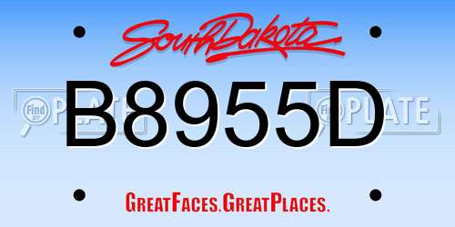 B8955D South Dakota License Plate
