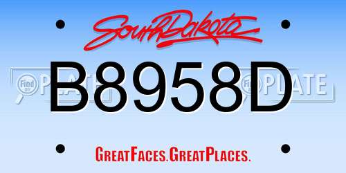 B8958D South Dakota License Plate
