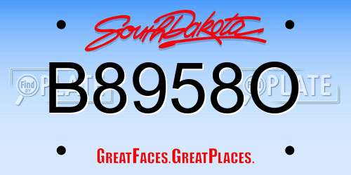 B8958O South Dakota License Plate