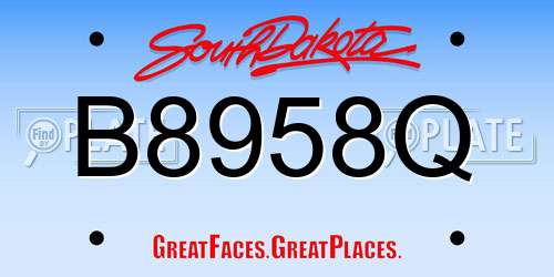B8958Q South Dakota License Plate