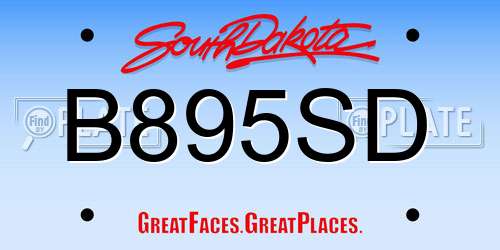 B895SD South Dakota License Plate