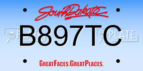 B897TC South Dakota License Plate