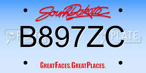 B897ZC South Dakota License Plate