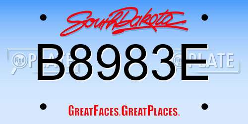 B8983E South Dakota License Plate