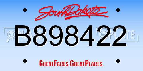 B898422 South Dakota License Plate
