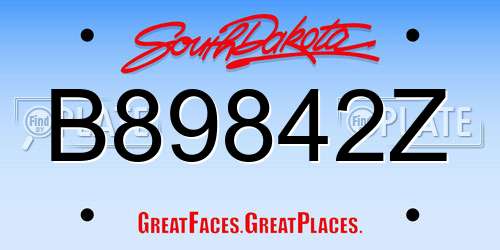 B89842Z South Dakota License Plate