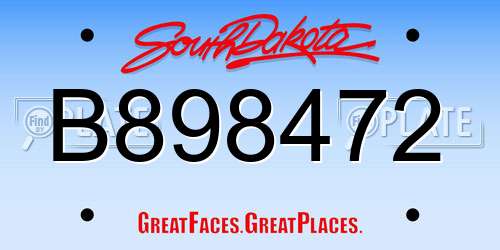 B898472 South Dakota License Plate