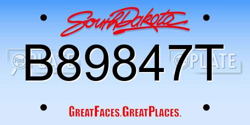 B89847T South Dakota License Plate