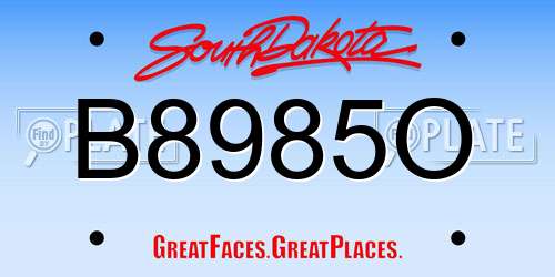 B8985O South Dakota License Plate
