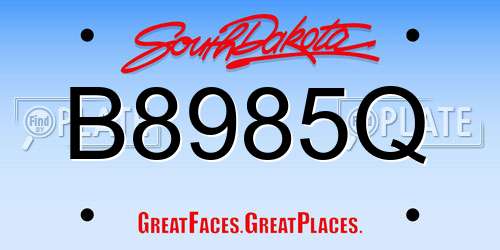 B8985Q South Dakota License Plate