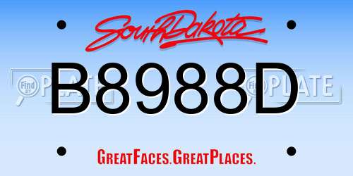 B8988D South Dakota License Plate