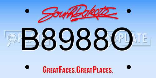 B8988O South Dakota License Plate
