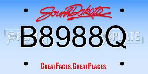 B8988Q South Dakota License Plate