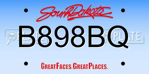 B898BQ South Dakota License Plate