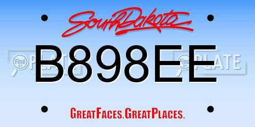 B898EE South Dakota License Plate