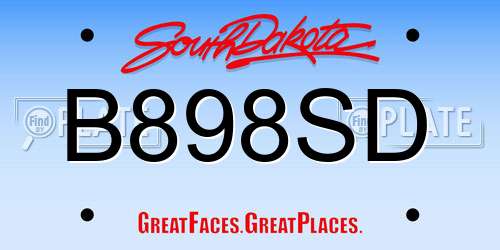 B898SD South Dakota License Plate