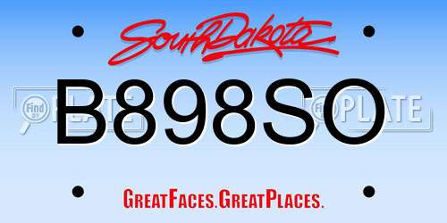 B898SO South Dakota License Plate
