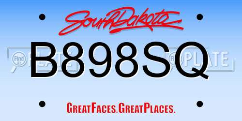 B898SQ South Dakota License Plate