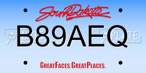 B89AEQ South Dakota License Plate