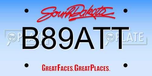 B89ATT South Dakota License Plate