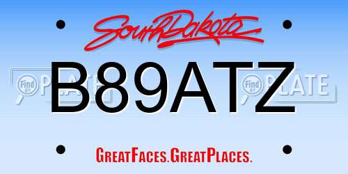 B89ATZ South Dakota License Plate