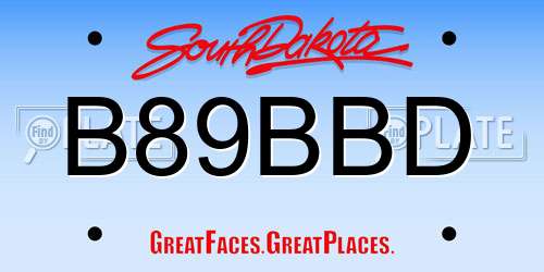 B89BBD South Dakota License Plate