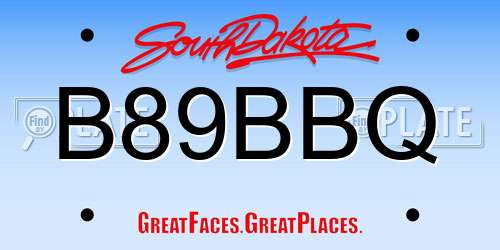 B89BBQ South Dakota License Plate