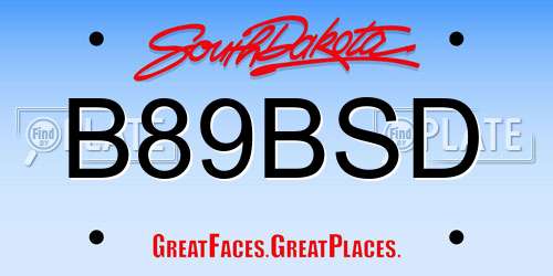 B89BSD South Dakota License Plate