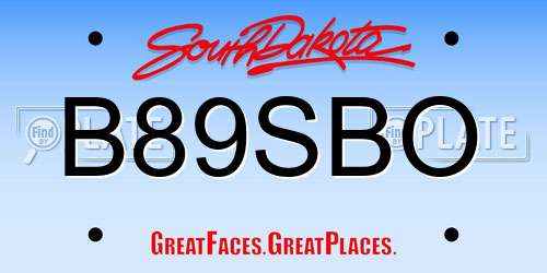B89SBO South Dakota License Plate