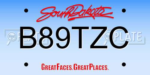 B89TZC South Dakota License Plate