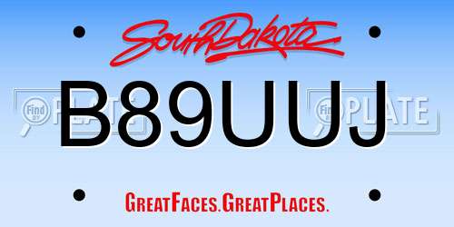 B89UUJ South Dakota License Plate