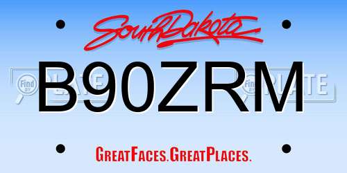 B90ZRM South Dakota License Plate