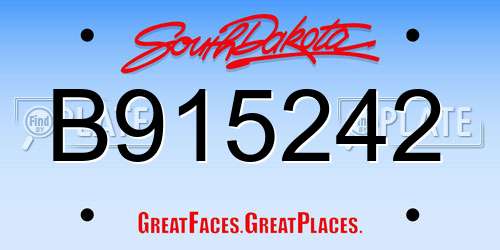 B915242 South Dakota License Plate