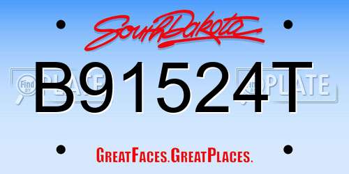 B91524T South Dakota License Plate