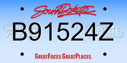 B91524Z South Dakota License Plate