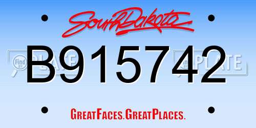 B915742 South Dakota License Plate