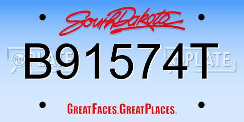 B91574T South Dakota License Plate