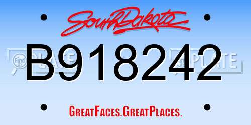 B918242 South Dakota License Plate